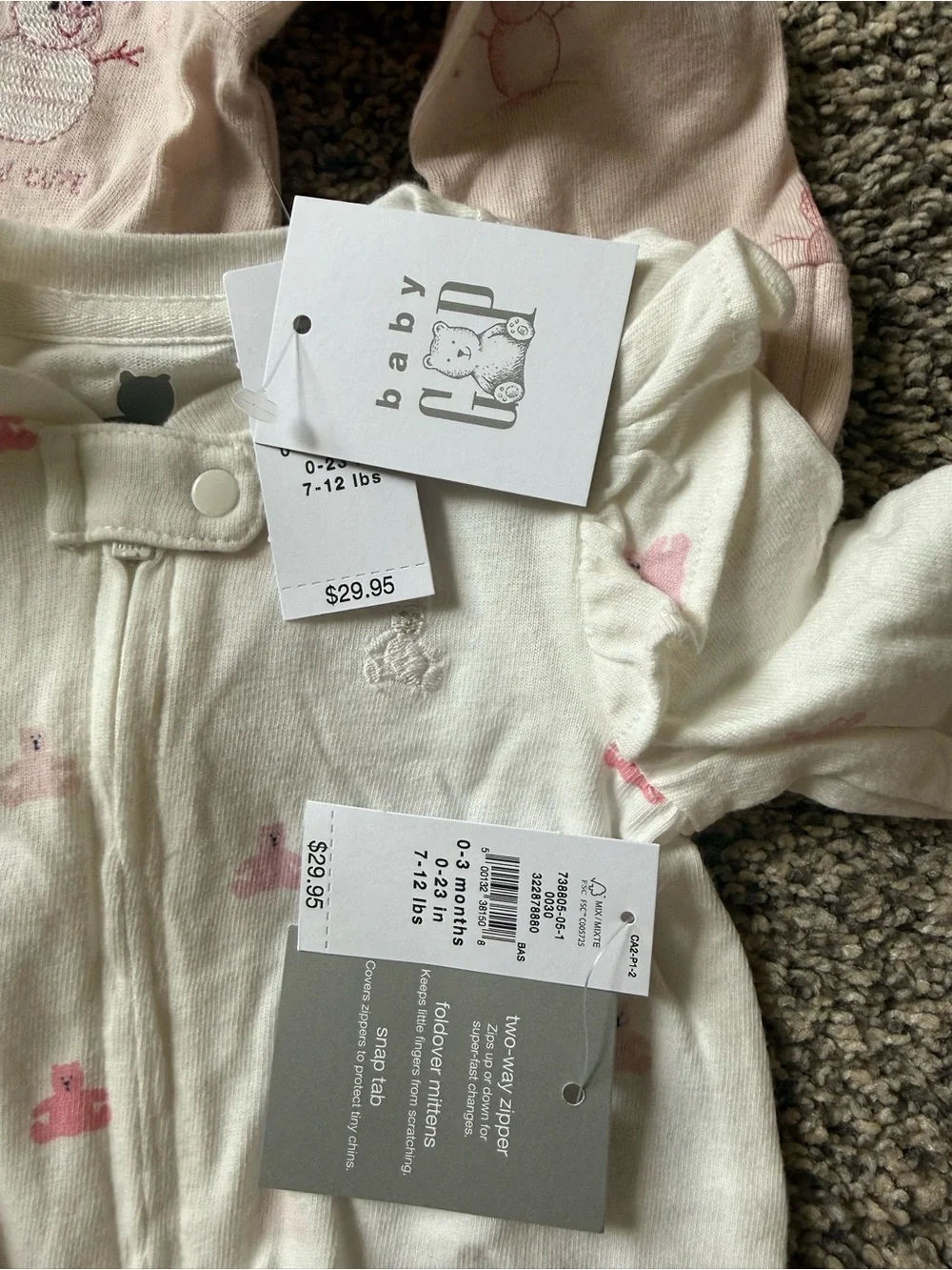 0-3 mo baby girl sleepers NWT